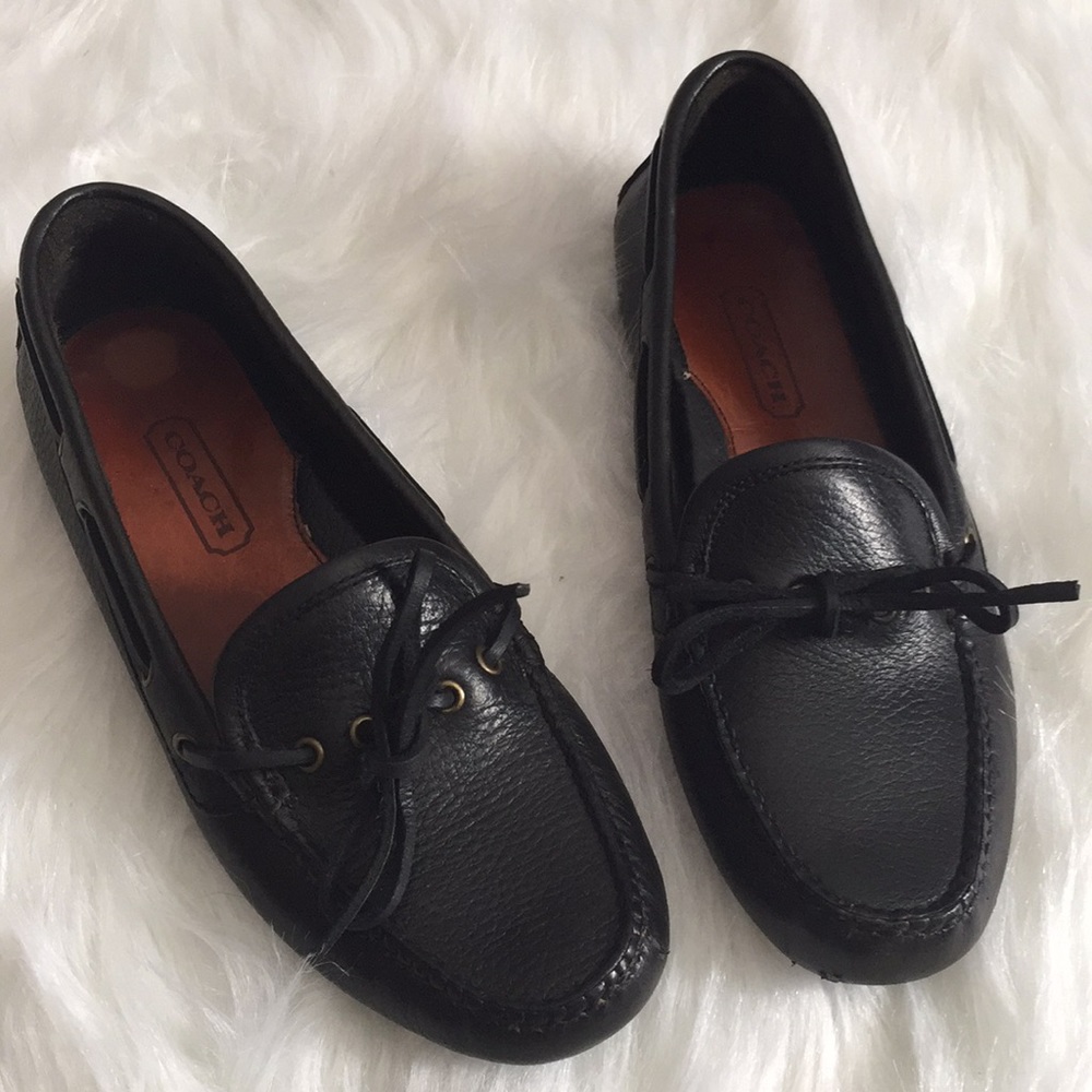 Coach Black pebbled leather Driving Moccasins